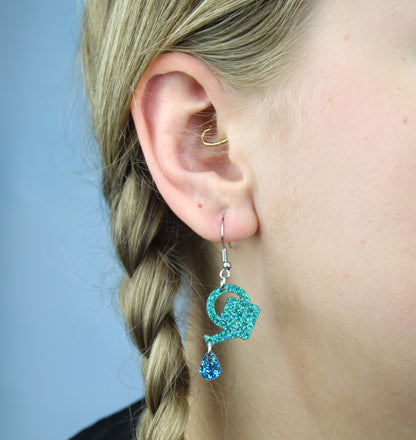 I Wet My Plants! Glitter Watering Can Earrings