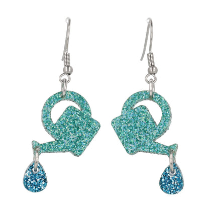 I Wet My Plants! Glitter Watering Can Earrings