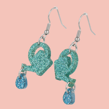 I Wet My Plants! Glitter Watering Can Earrings