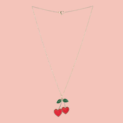 I Heart Cherries Necklace (Red)