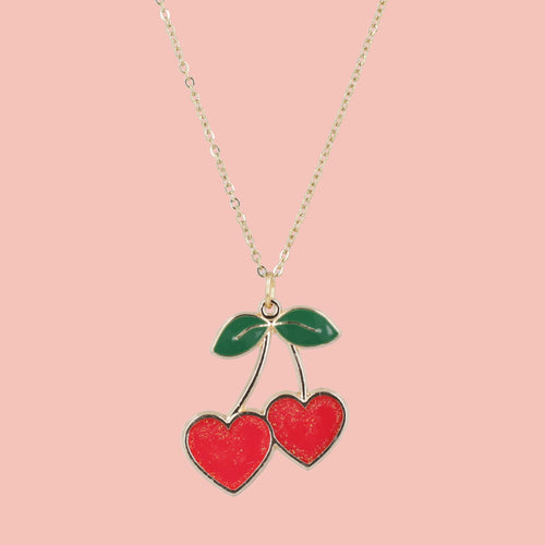 I Heart Cherries Necklace (Red)