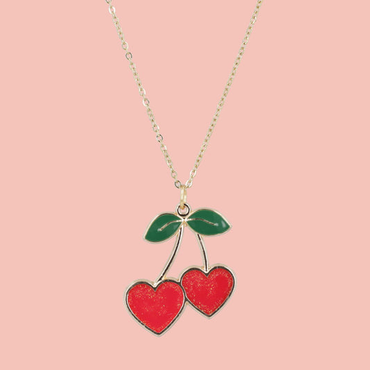 I Heart Cherries Necklace (Red)