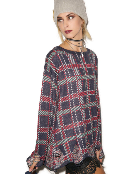 All Over Plaid Tight Knit