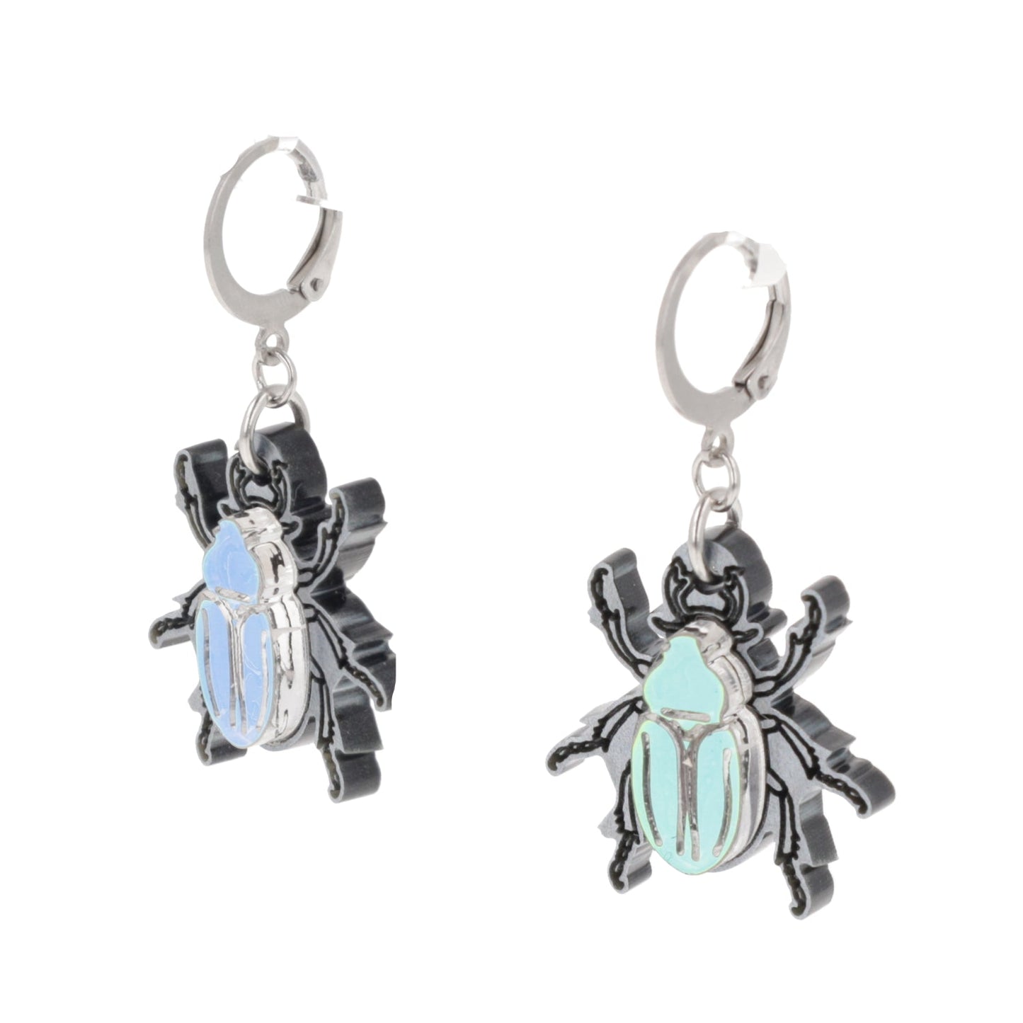 Jewel Summer Beetle Huggie Hoop Earrings