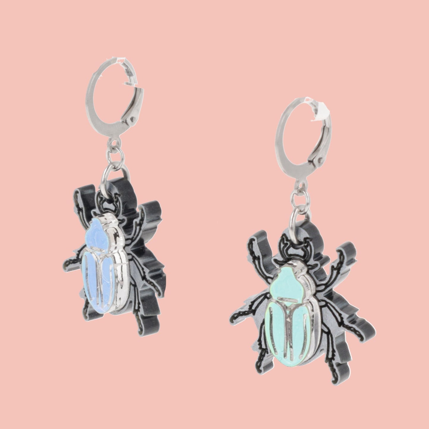 Jewel Summer Beetle Huggie Hoop Earrings