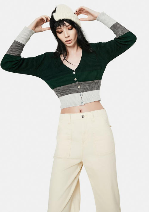90s Stripe Colorblock Cardigan