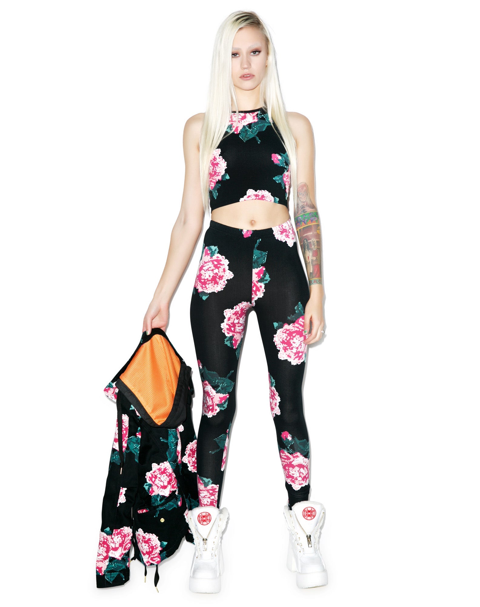 8Bit Floral Halter Tank Top