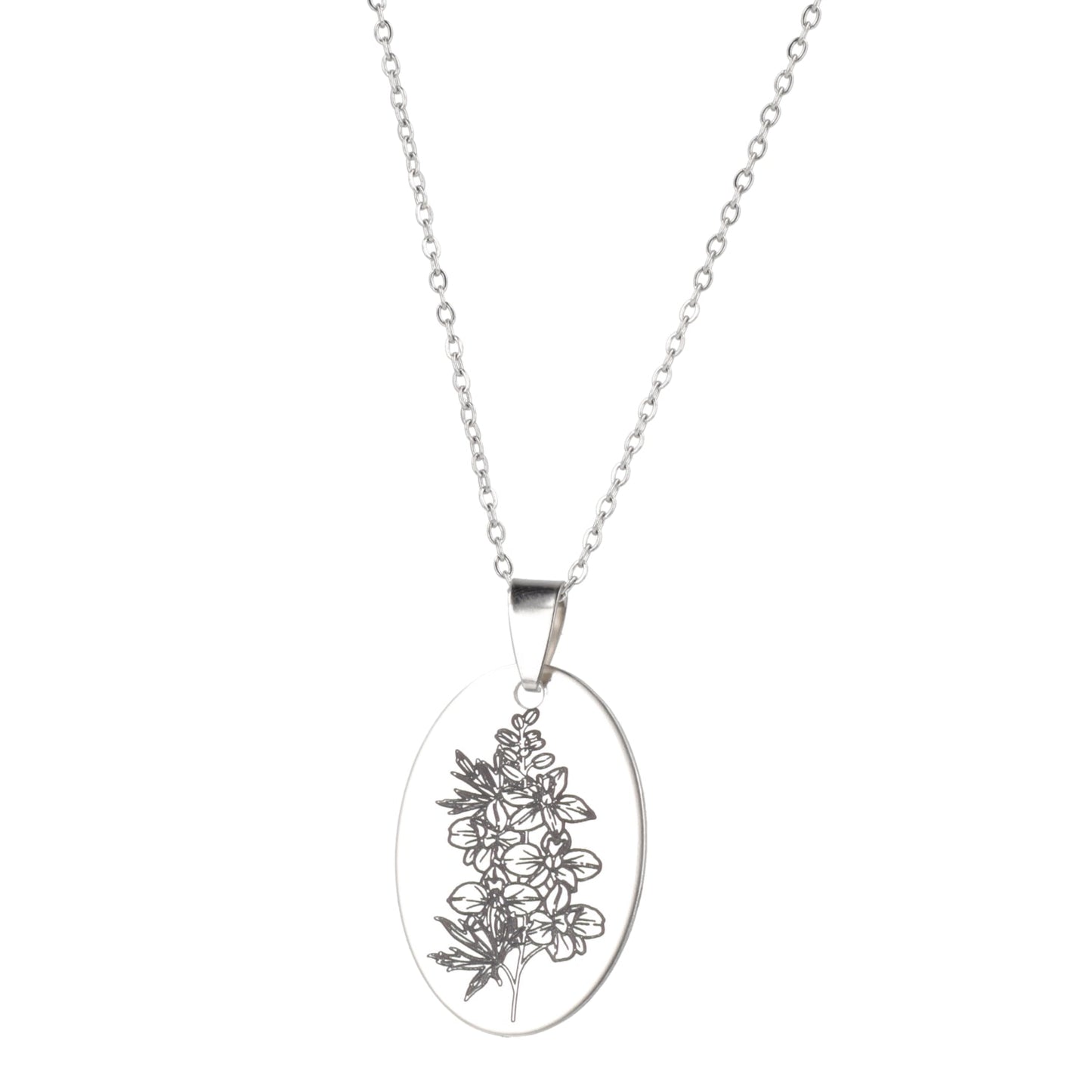 July Birth Flower Necklace - Larkspur
