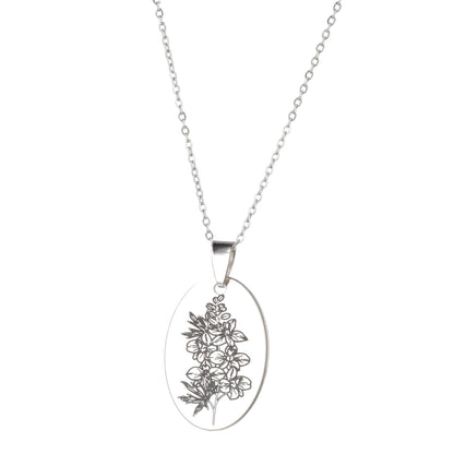 July Birth Flower Necklace - Larkspur