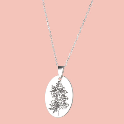July Birth Flower Necklace - Larkspur