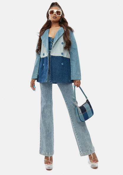 All Bets Off Colorblock Denim Jacket