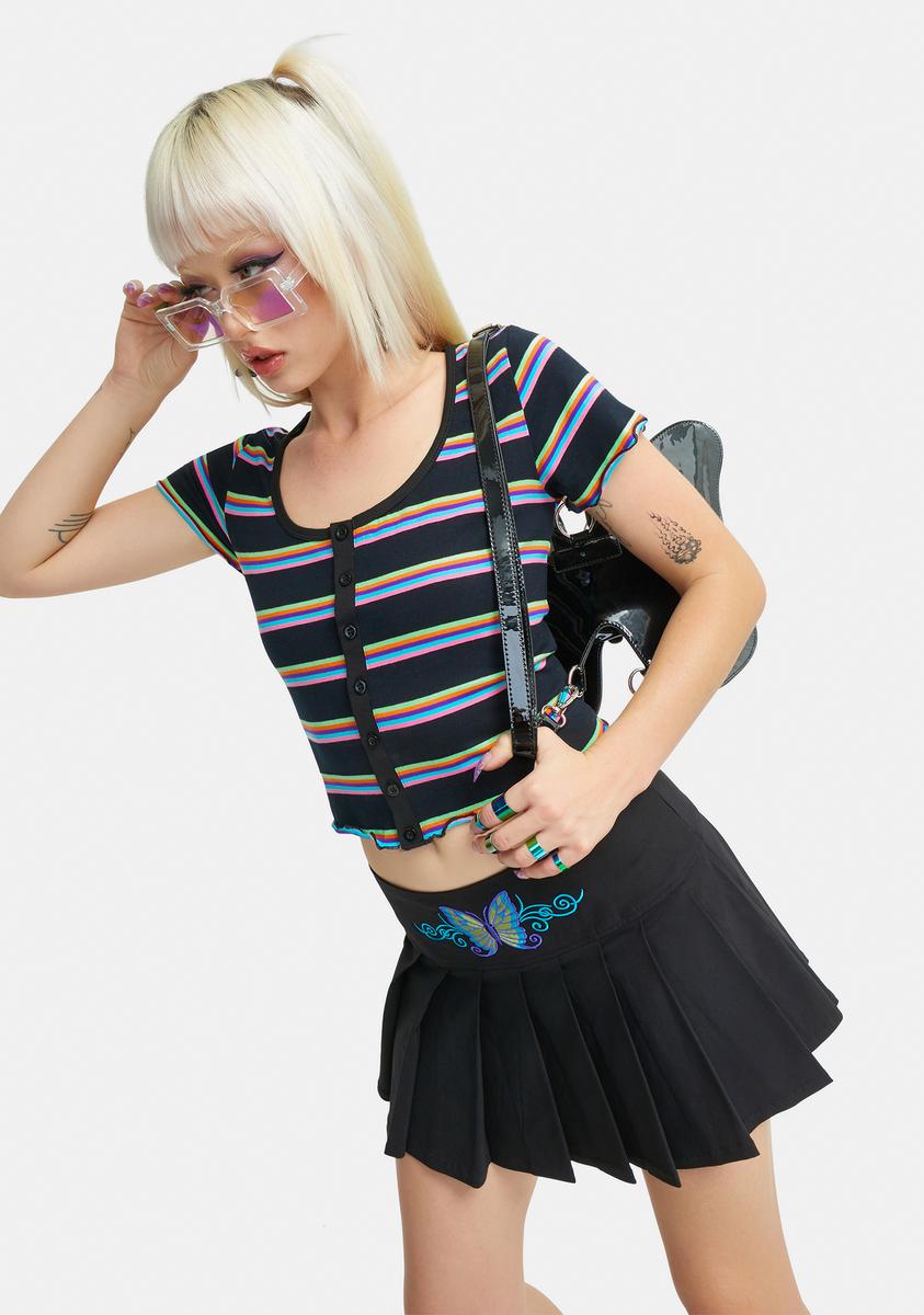 Abstract Reality Striped Button Up Tee