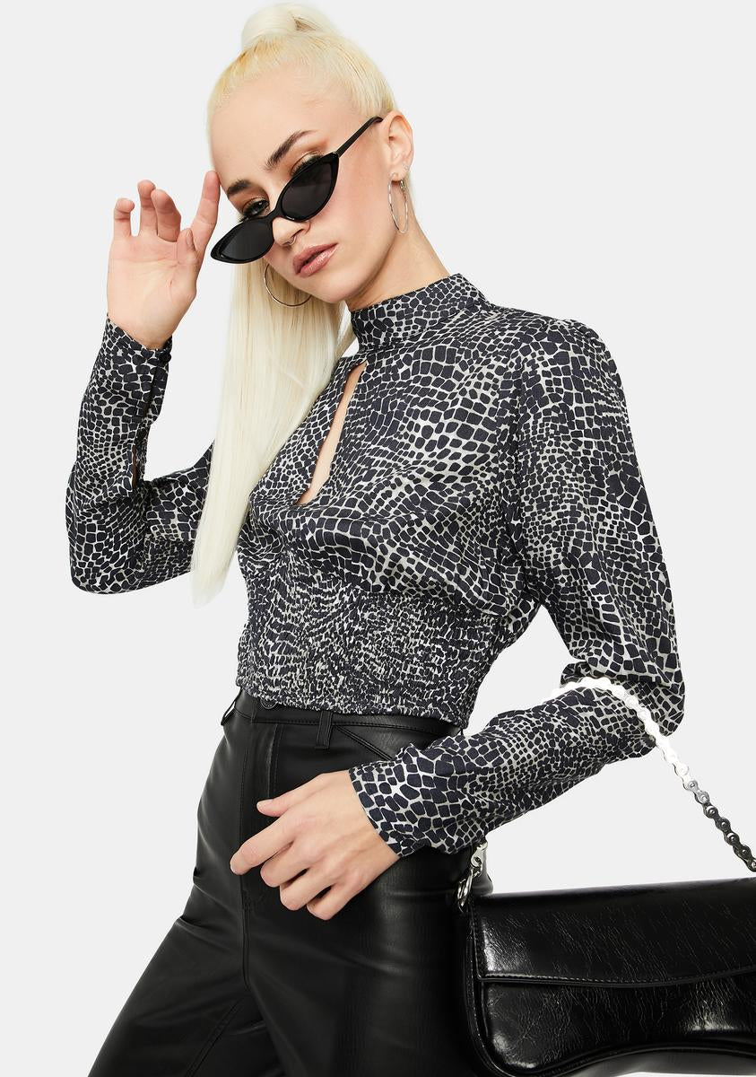 Abstract Croc Black Belovy Top