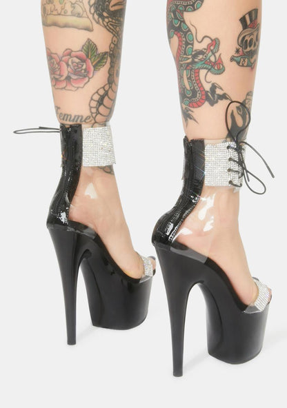 Adore-727RS Platform Ankle Cuff Sandals-Black