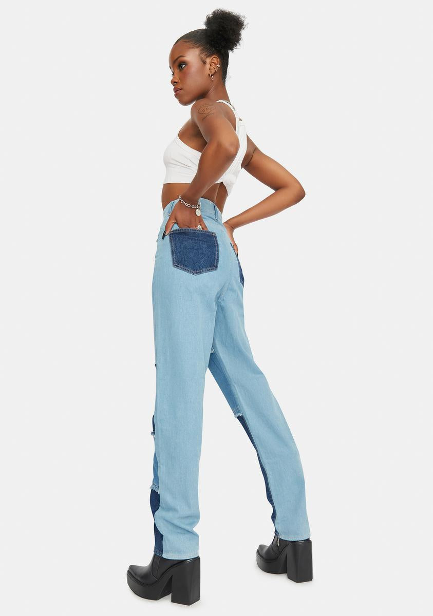Adding Light Colorblock Jeans