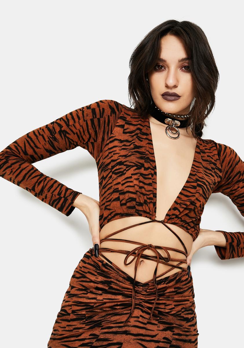 Abstract Tiger Lieneva Wrap Top