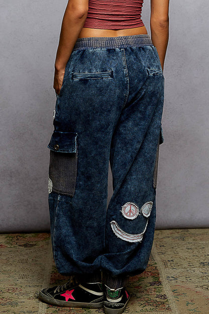 POL Boho Patchwork Peace Denim Lounge Set
