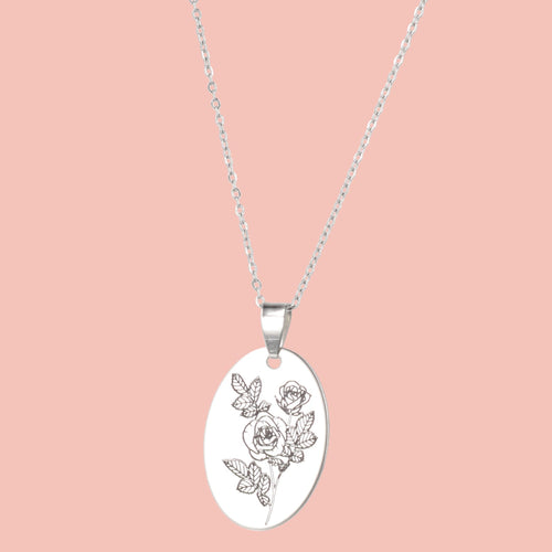 June Birth Flower Necklace - Rose