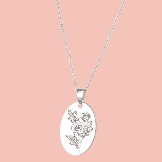 June Birth Flower Necklace - Rose