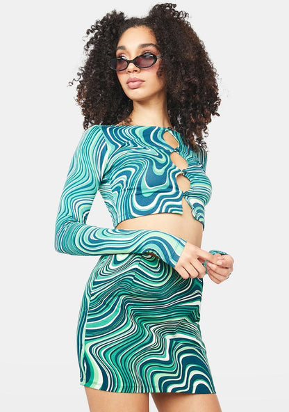 70s Green Ripple Sarah Top