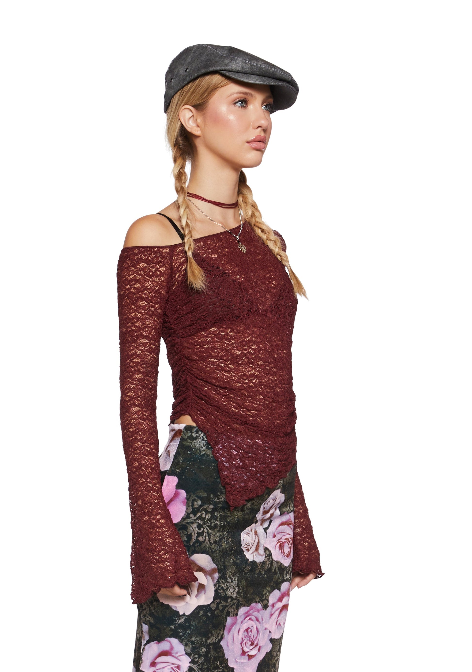 Add Up My Love Long Sleeve Top - Burgundy