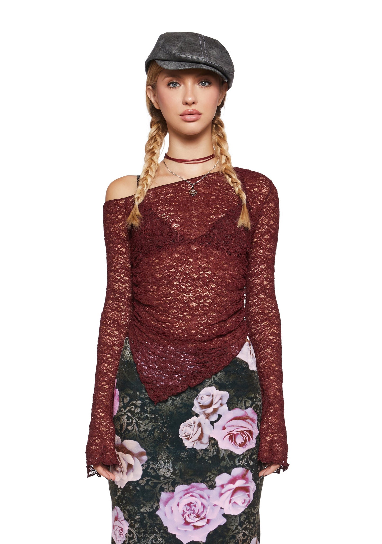 Add Up My Love Long Sleeve Top - Burgundy