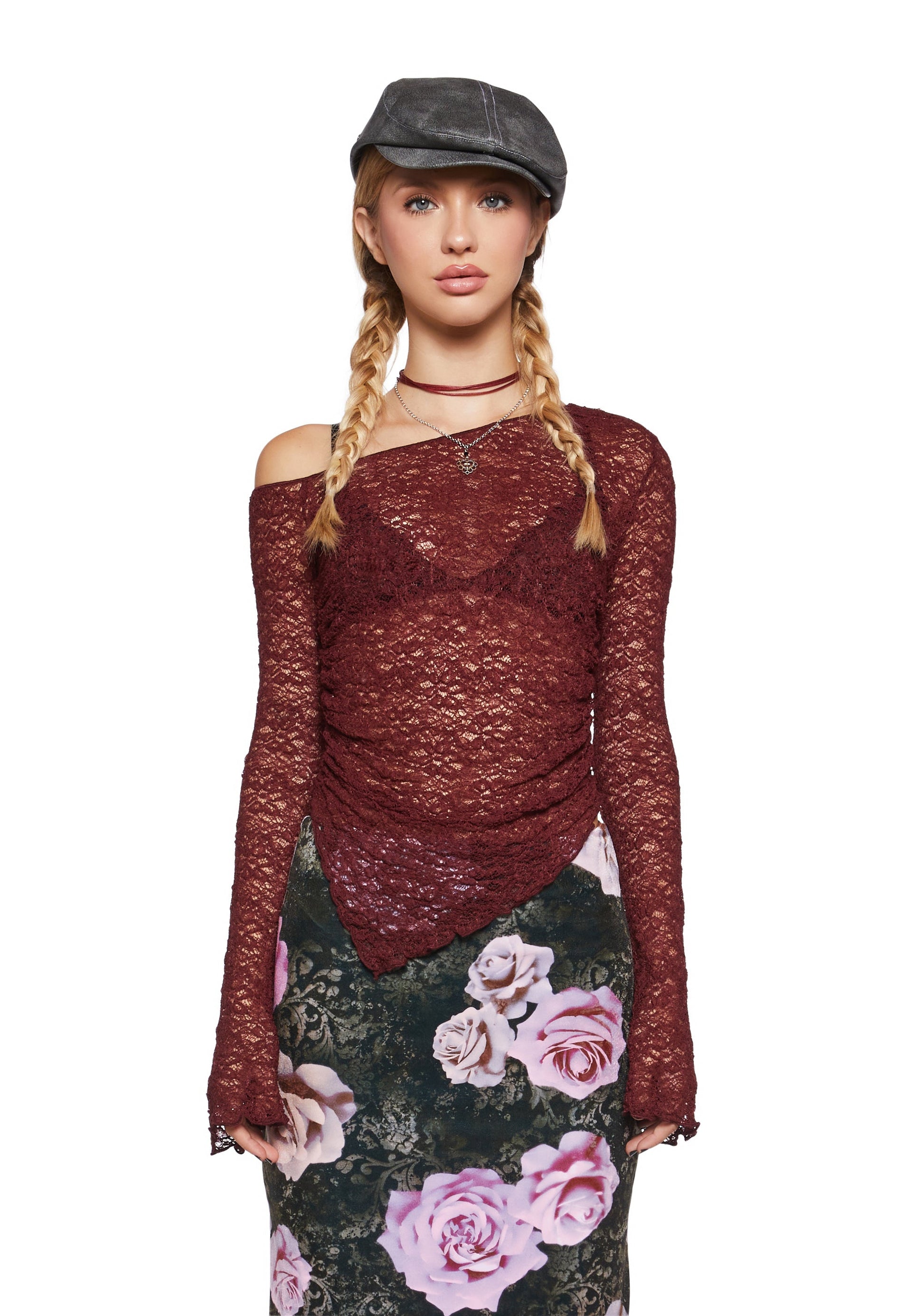 Add Up My Love Long Sleeve Top - Burgundy
