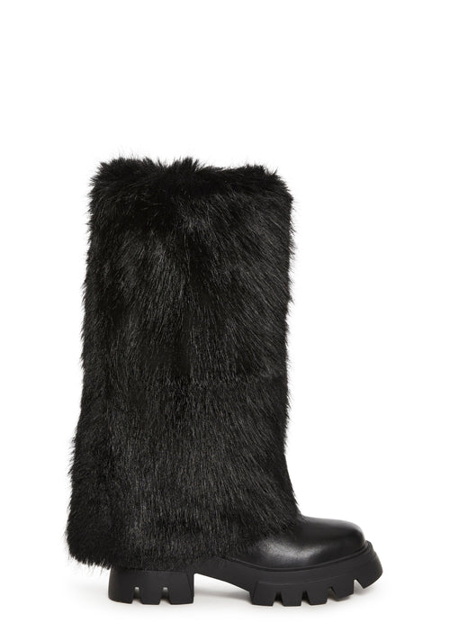 Ahsoka Foldover Flat Boots - Black