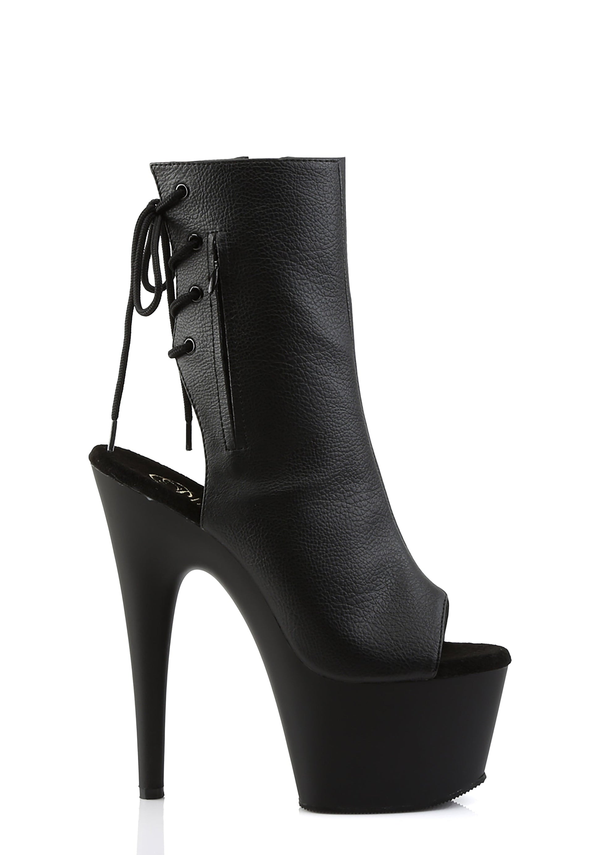Adore-1018 Platform Ankle Boots-Black PU