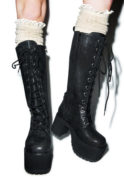 All About That Lace Knee High Socks - Black
