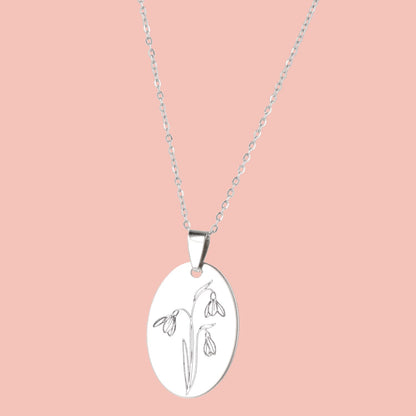 January Birth Flower Necklace - Snowdrop