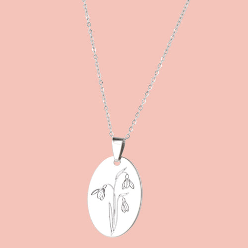 January Birth Flower Necklace - Snowdrop