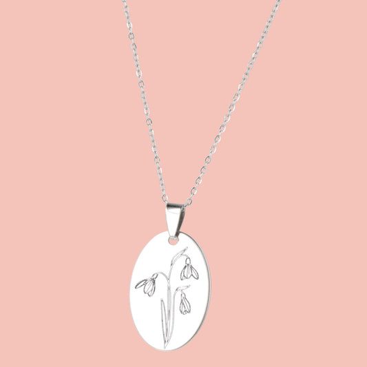 January Birth Flower Necklace - Snowdrop
