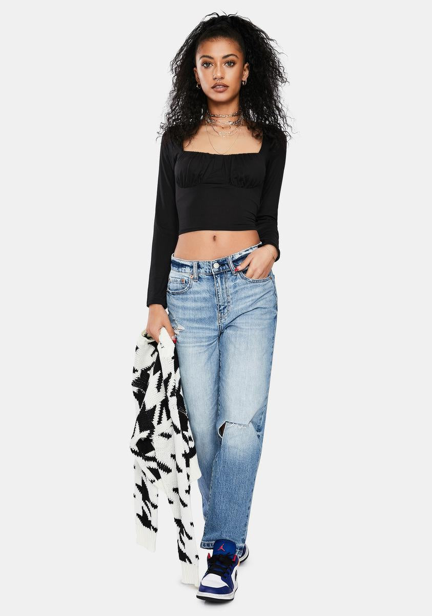 Abstract Travels Ruched Crop Top