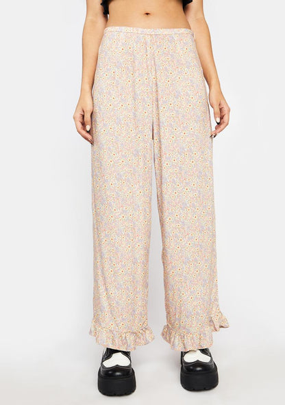 70s Prairie Girl Floral Bianca Culotte Trousers