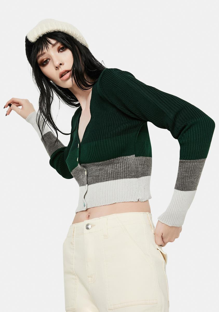 90s Stripe Colorblock Cardigan