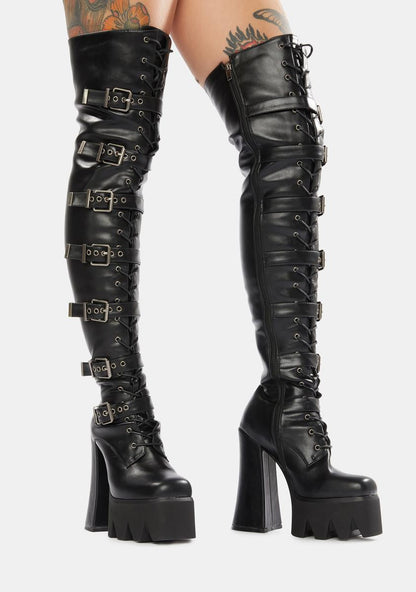 Above And Beyond Thigh High Platform Boots