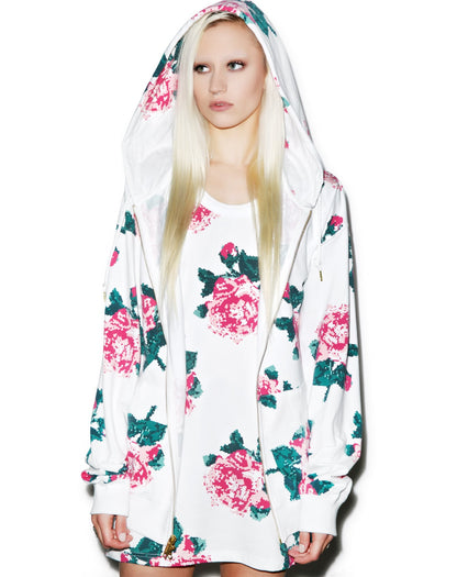 8Bit Floral Hoodie - Black