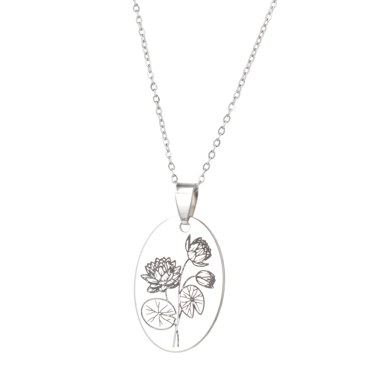 July Birth Flower Necklace - Water Lily