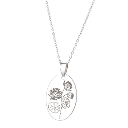 July Birth Flower Necklace - Water Lily