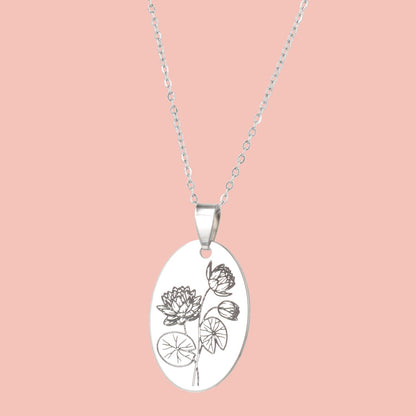 July Birth Flower Necklace - Water Lily