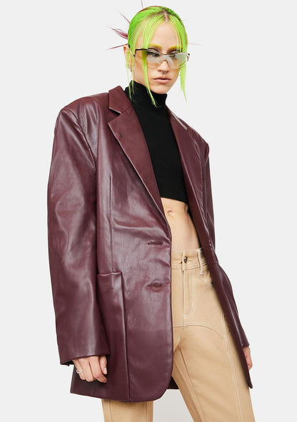 Agnes Vegan Leather Blazer
