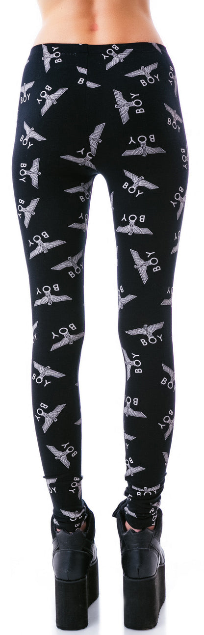 Allover Eagle BOY Standard Leggings - Black